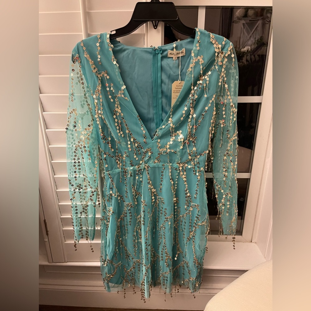 Aqua sequin dress new with tags. size small